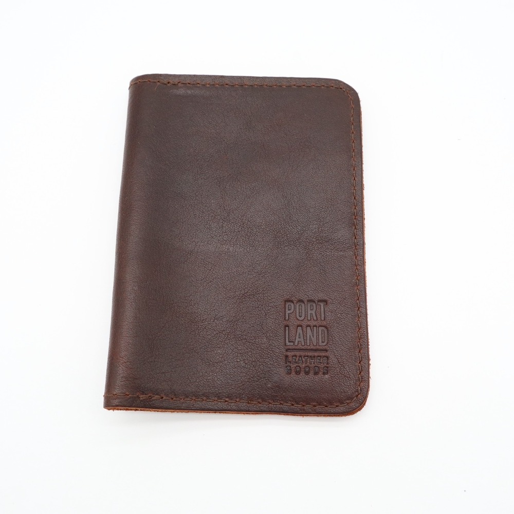 Portland Leather Goods Modern Passport Case Travel Document Holder Brown Leather